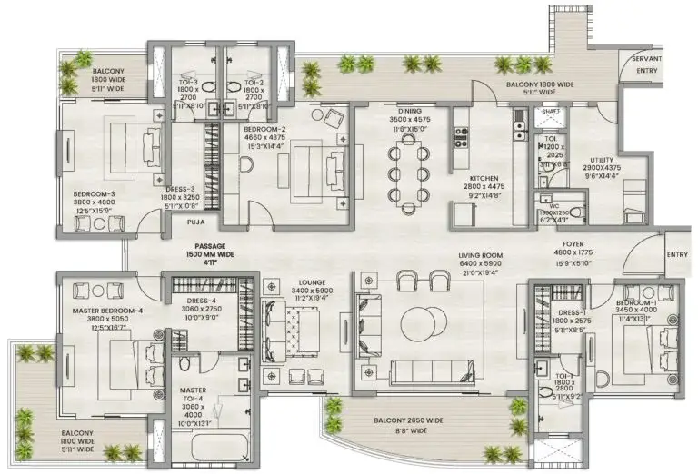 ELDECO Terra and Sol 4BHK Floor Plan Type 2